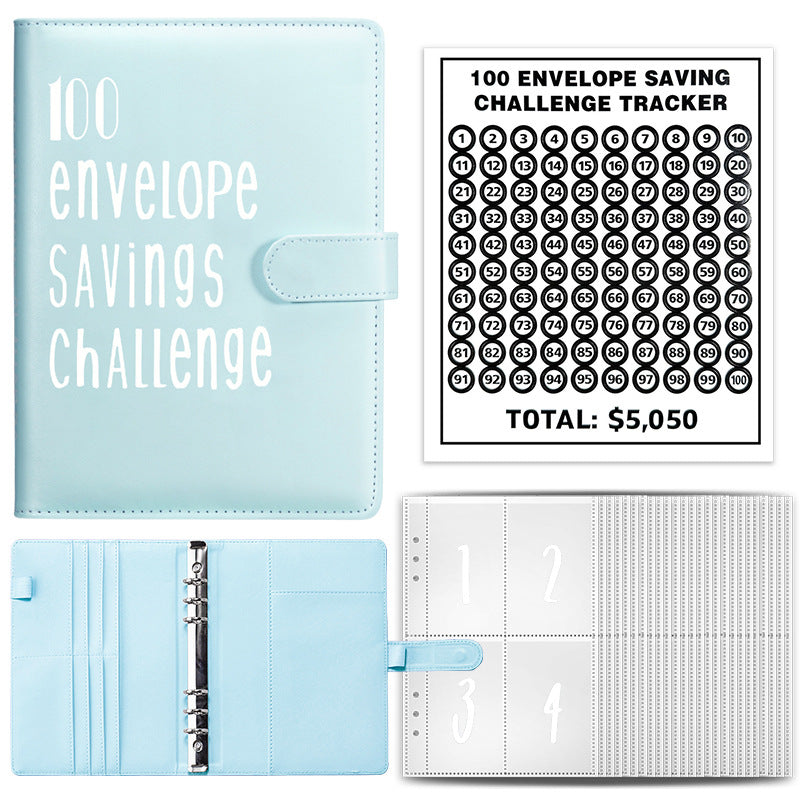 Wholesale of 100 Envelope Challenge PU Deposit Book Loose Leaf Cash Notebook